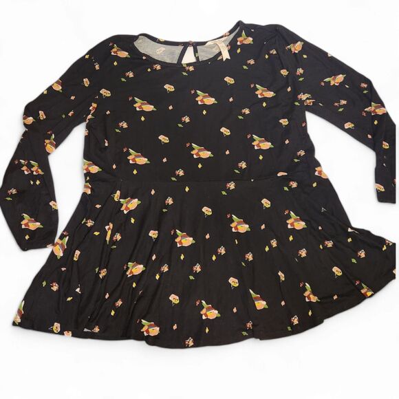 Matilda Jane Pep In Your Step Peplum Top, Women’s XL, Black Floral Rayon/Spandex - Picture 6 of 9